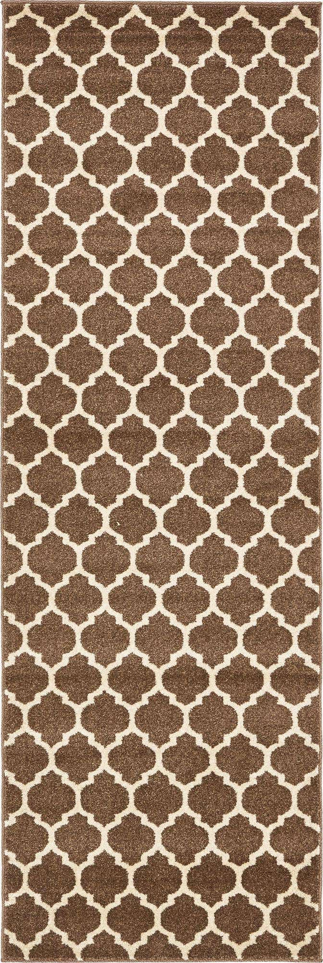 Brown 2' 7 x 8' Trellis Runner Area Rug