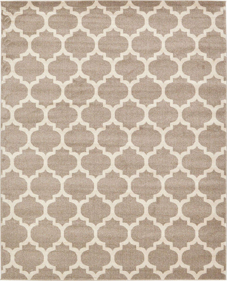Light Brown 7' 10 x 10' Trellis Rectangle Area Rug