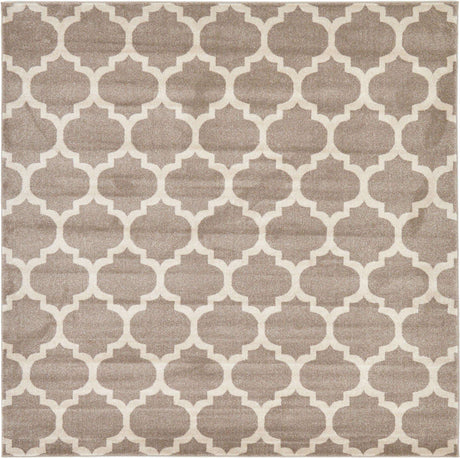 Light Brown 7' 10 x 7' 10 Trellis Square Area Rug