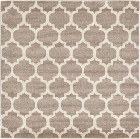 Light Brown 6' 1 x 6' 1 Trellis Square Area Rug