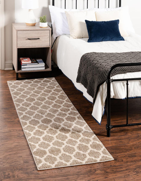 Light Brown 2' 7 x 10' Trellis Runner Area Rug