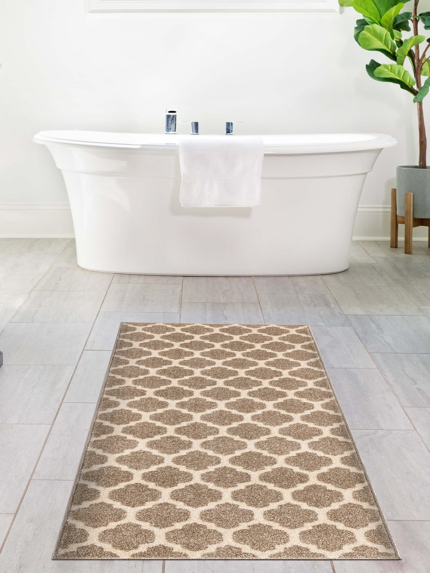 Light Brown 2' 7 x 13' 1 Trellis Runner Area Rug