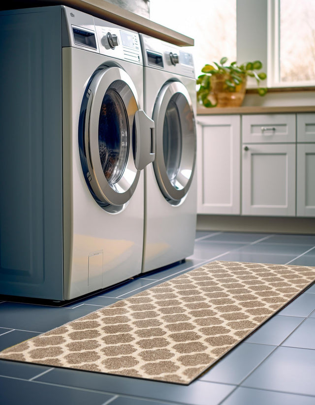 Light Brown 2' 7 x 19' 8 Trellis Runner Area Rug