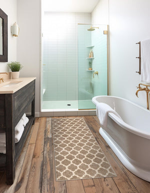 Light Brown 2' 7 x 10' Trellis Runner Area Rug