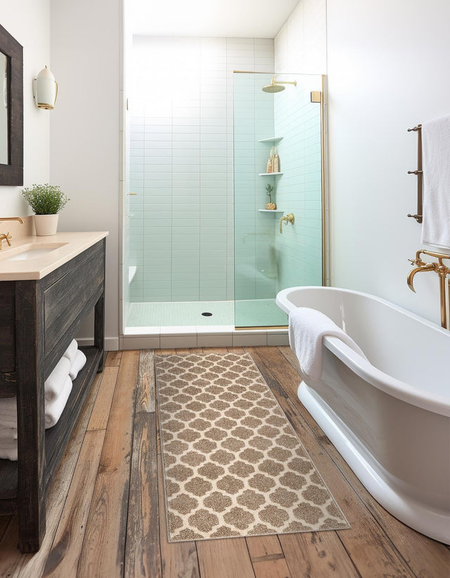 Light Brown 2' 7 x 10' Trellis Runner Area Rug