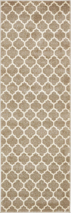 Light Brown 2' 7 x 8' Trellis Runner Area Rug