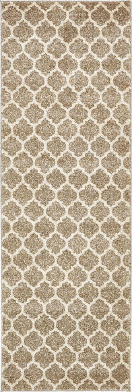 Light Brown 2' 7 x 8' Trellis Runner Area Rug