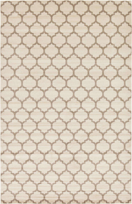 Beige and Light Brown 10' 6 x 16' 5 Trellis Rectangle Area Rug