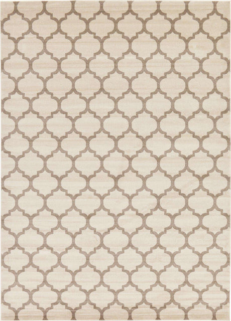 Beige and Light Brown 10' x 14' 1 Trellis Rectangle Area Rug