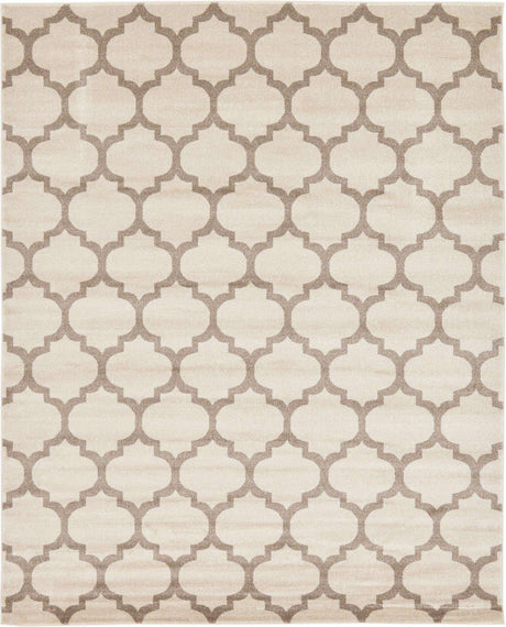 Beige and Light Brown 7' 10 x 10' Trellis Rectangle Area Rug