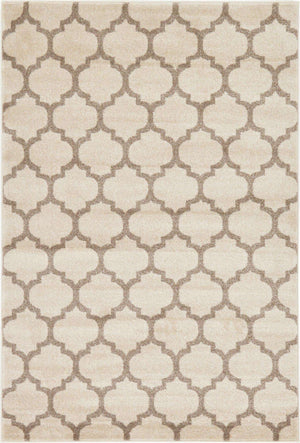 Beige and Light Brown 4' 1 x 6' 1 Trellis Rectangle Area Rug