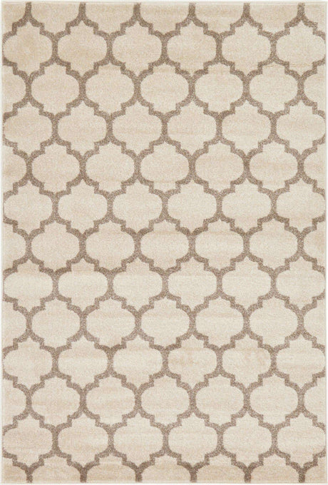 Beige and Light Brown 4' 1 x 6' 1 Trellis Rectangle Area Rug