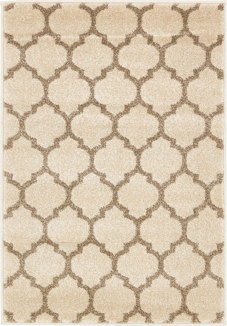Beige and Light Brown 2' x 3' 1 Trellis Rectangle Area Rug
