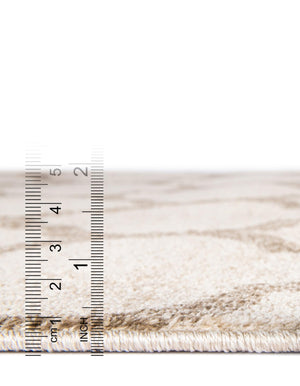 Beige and Light Brown 7' 10 x 7' 10 Trellis Square Area Rug