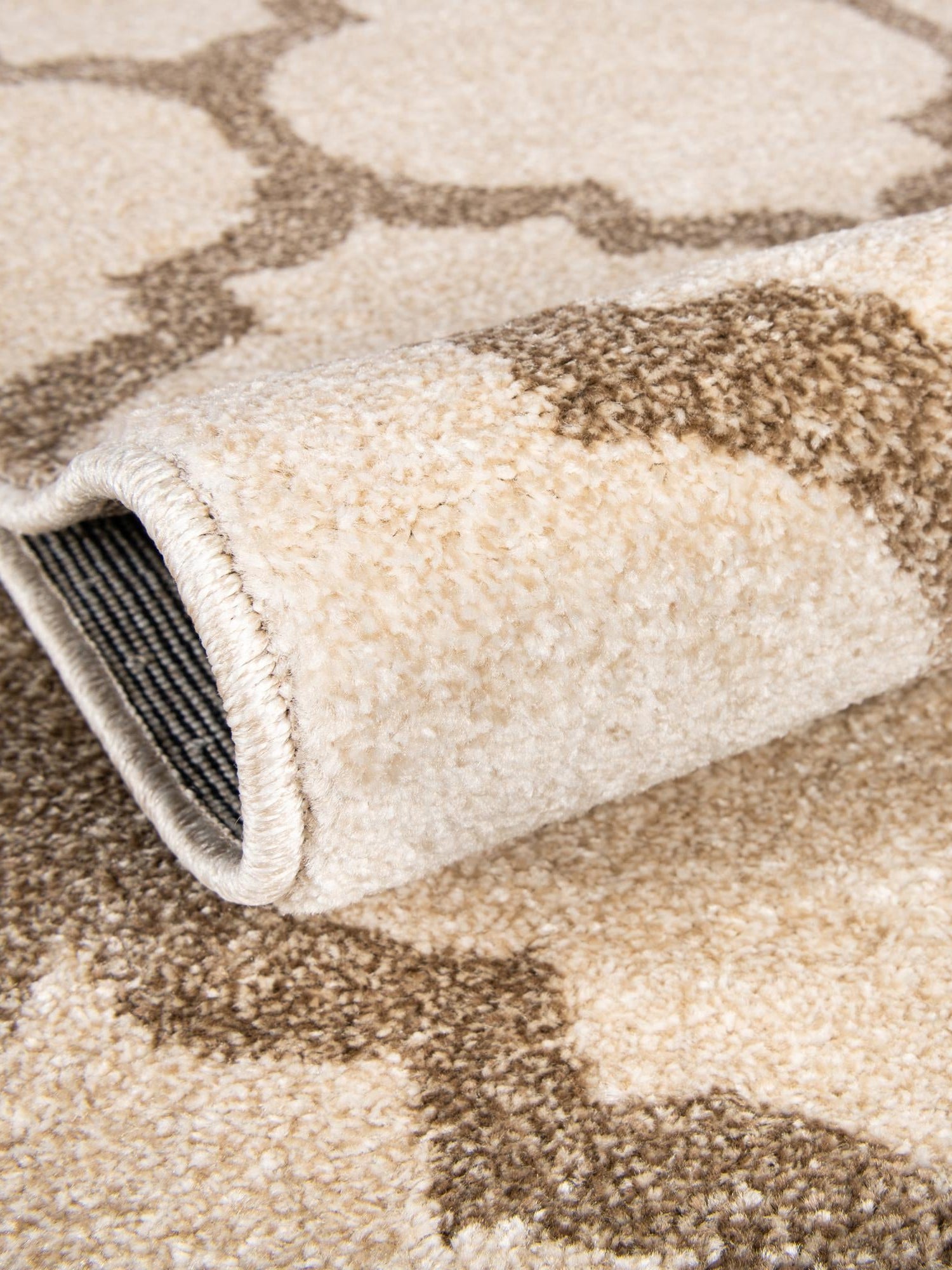 Beige and Light Brown 7' 10 x 7' 10 Trellis Square Area Rug