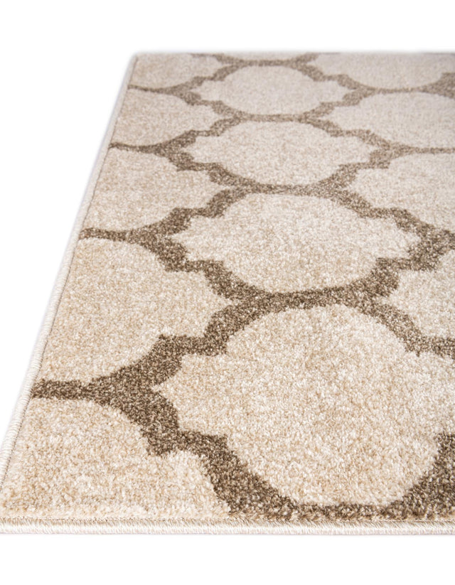Beige and Light Brown 10' x 10' Trellis Square Area Rug
