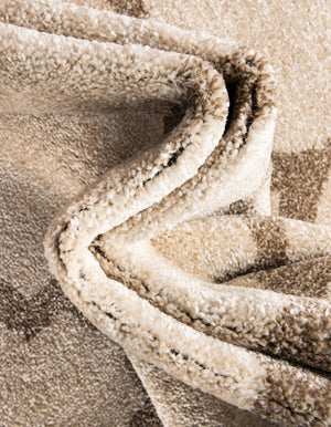 Beige and Light Brown 7' 10 x 7' 10 Trellis Square Area Rug