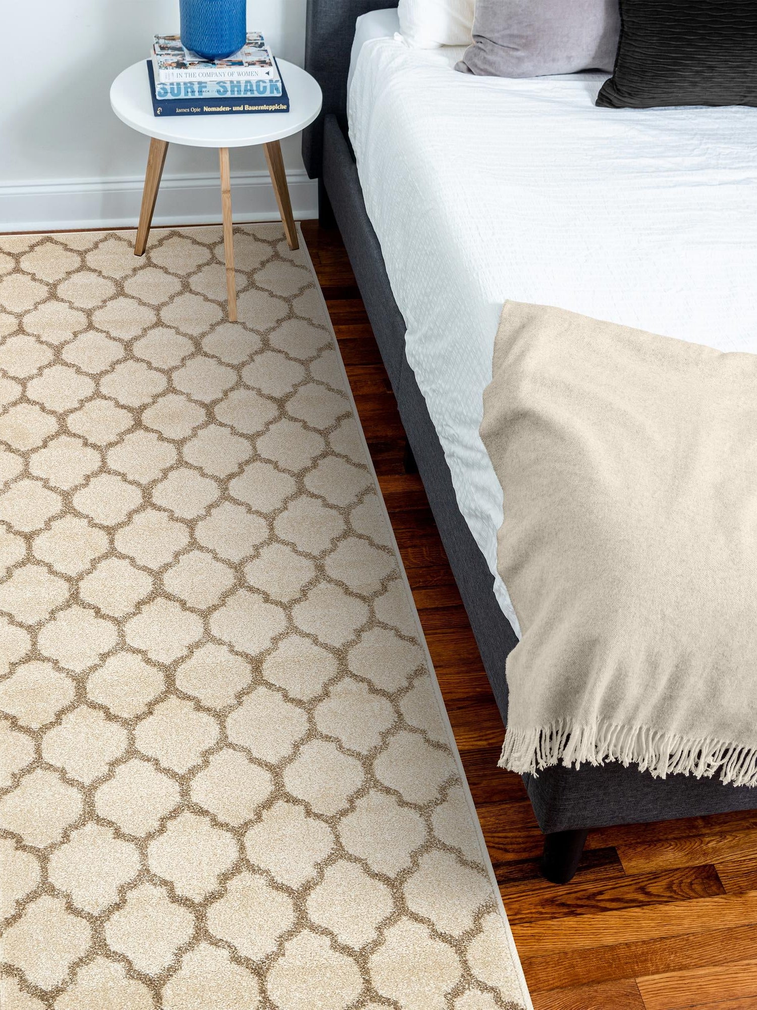 Beige and Light Brown 2' x 6' 1 Trellis Runner Area Rug