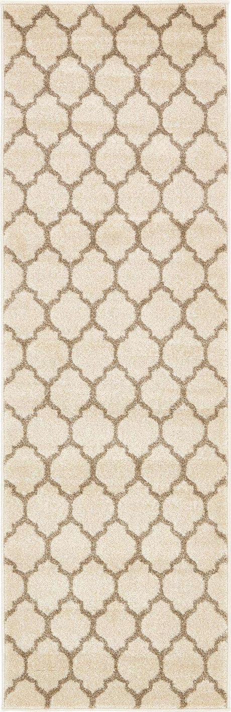 Beige and Light Brown 2' x 6' 1 Trellis Runner Area Rug