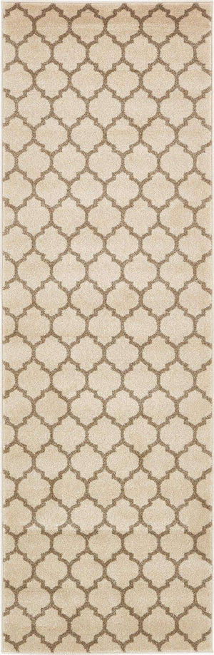 Beige and Light Brown 2' 7 x 8' Trellis Runner Area Rug
