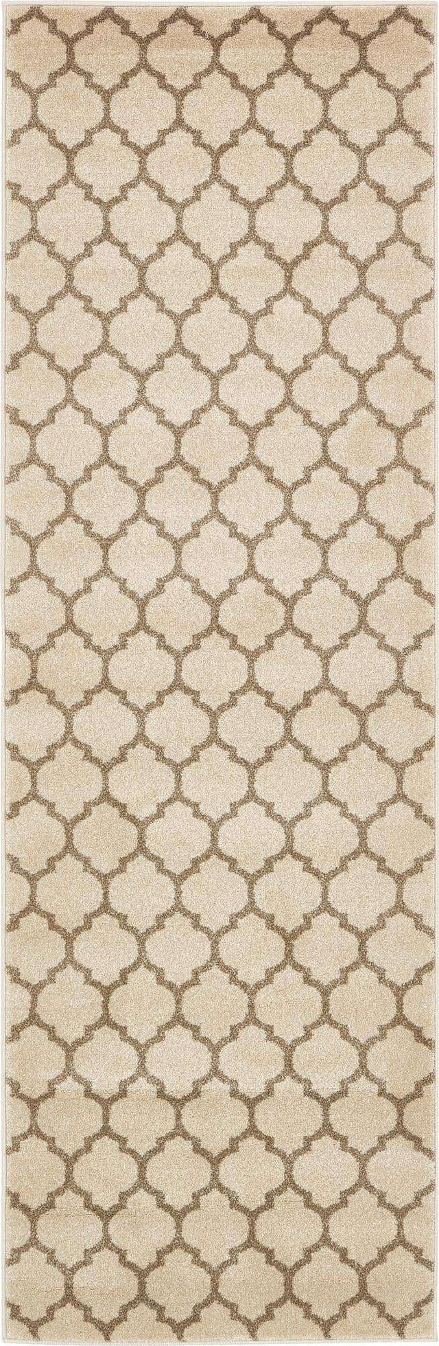 Beige and Light Brown 2' 7 x 8' Trellis Runner Area Rug