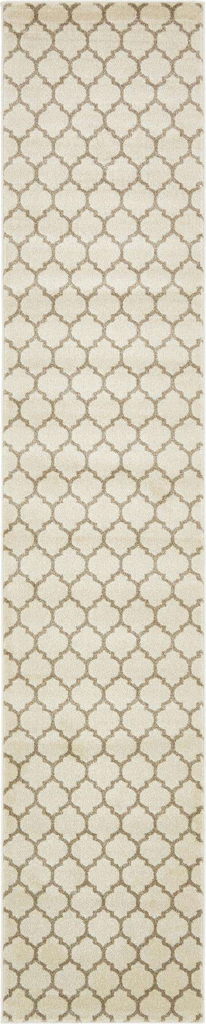 Beige and Light Brown 2' 7 x 13' 1 Trellis Runner Area Rug