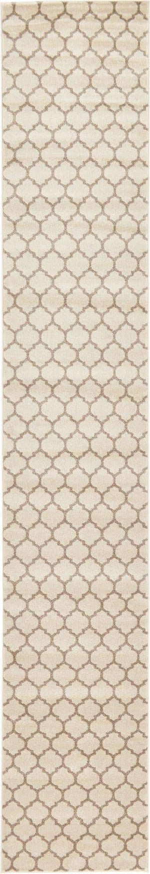 Beige and Light Brown 2' 7 x 16' 5 Trellis Runner Area Rug