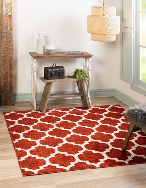 Light Terracotta 6' x 6' Trellis Square Area Rug