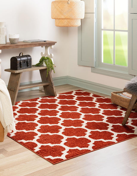 Light Terracotta 6' x 6' Trellis Square Area Rug
