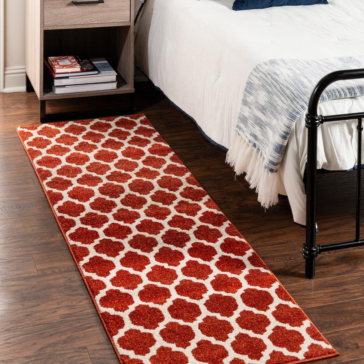 Light Terracotta 2' 7 x 16' 5 Trellis Runner Area Rug Geometric Modern ...