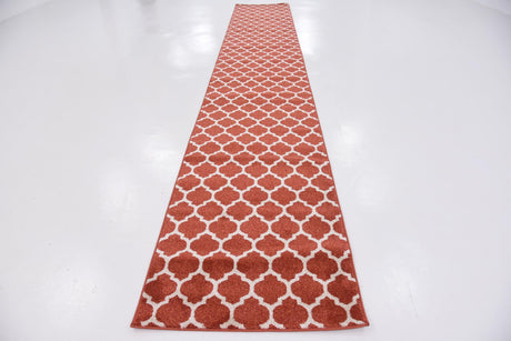 Light Terracotta 2' 7 x 16' 5 Trellis Runner Area Rug Geometric Modern Unique Durable Easy Clean Carpet for Contemporary Interior Design for Sale at Rug Engine
