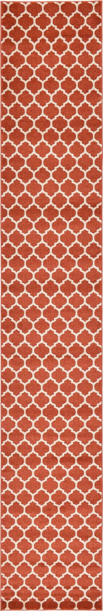 Light Terracotta 2' 7 x 16' 5 Trellis Runner Area Rug Geometric Modern Unique Durable Easy Clean Carpet for Contemporary Interior Design for Sale at Rug Engine