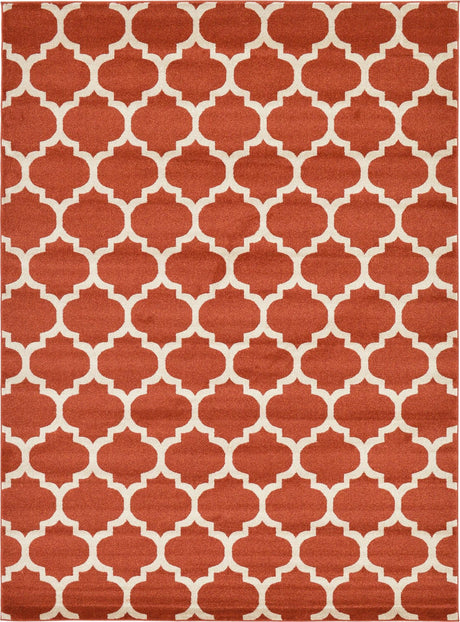 Light Terracotta 8' x 11' Trellis Rectangle Area Rug Geometric Modern Unique Durable Easy Clean Carpet for Contemporary Interior Design for Sale at Rug Engine