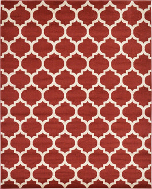 Dark Terracotta 7' 10 x 10' Trellis Rectangle Area Rug