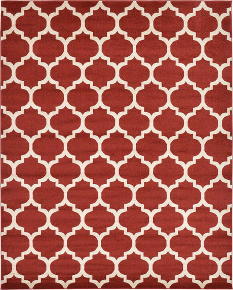 Dark Terracotta 7' 10 x 10' Trellis Rectangle Area Rug