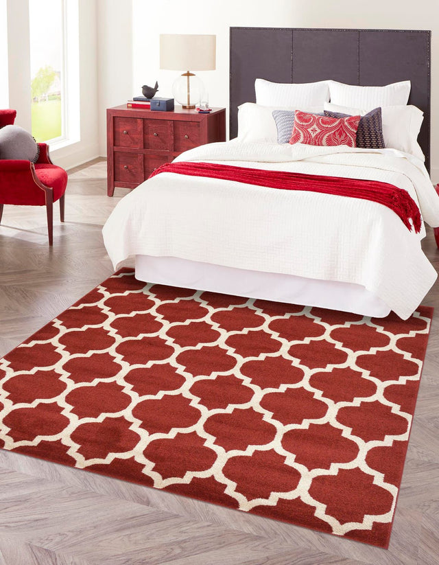 Dark Terracotta 8' x 8' Trellis Square Rug