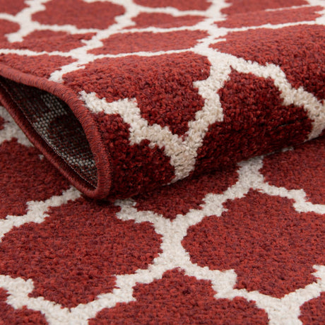 Dark Terracotta 10' x 10' Trellis Square Area Rug Geometric Modern Unique Durable Easy Clean Carpet for Contemporary Interior Design for Sale at Rug Engine