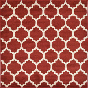 Dark Terracotta 6' 1 x 6' 1 Trellis Square Area Rug