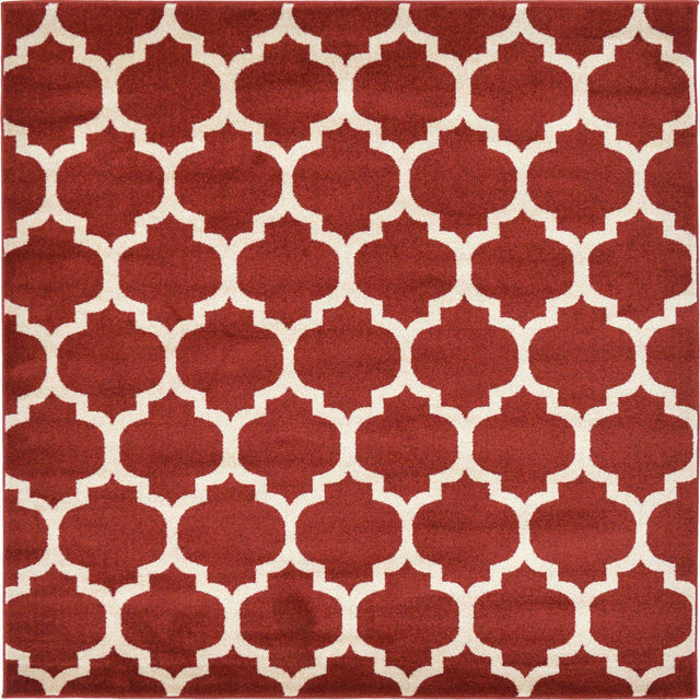 Dark Terracotta 6' 1 x 6' 1 Trellis Square Area Rug