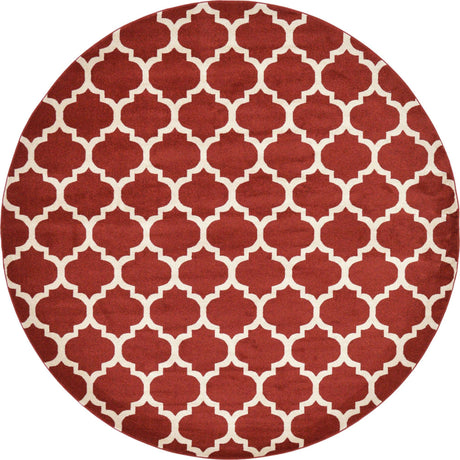 Dark Terracotta 10' x 10' Trellis Round Area Rug