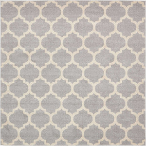 Light Gray 7' 10 x 7' 10 Trellis Square Area Rug