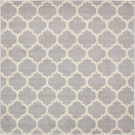 Light Gray 7' 10 x 7' 10 Trellis Square Area Rug