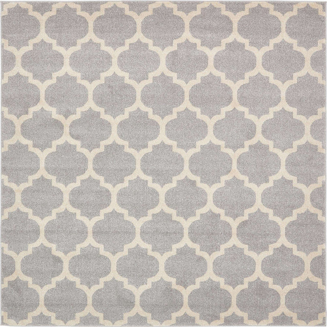Light Gray 7' 10 x 7' 10 Trellis Square Area Rug