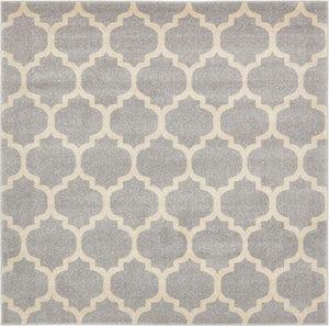 Light Gray 6' 1 x 6' 1 Trellis Square Area Rug