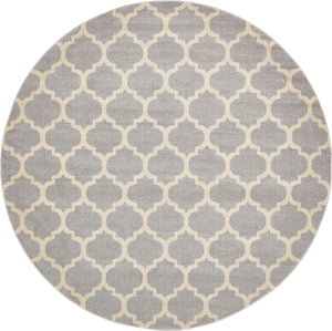 Light Gray 10' x 10' Trellis Round Rug
