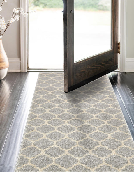 Light Gray 2' x 6' 1 Trellis Runner Area Rug Geometric Modern Unique Durable Easy Clean Carpet for Contemporary Interior Design for Sale at Rug Engine