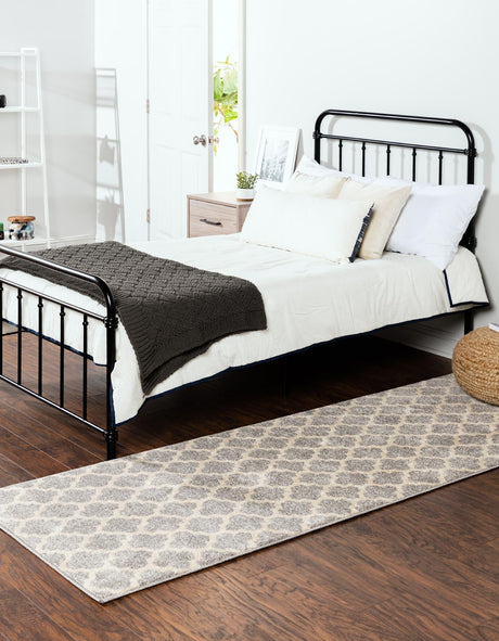 Light Gray 2' 7 x 19' 8 Trellis Runner Area Rug Geometric Modern Unique Durable Easy Clean Carpet for Contemporary Interior Design for Sale at Rug Engine