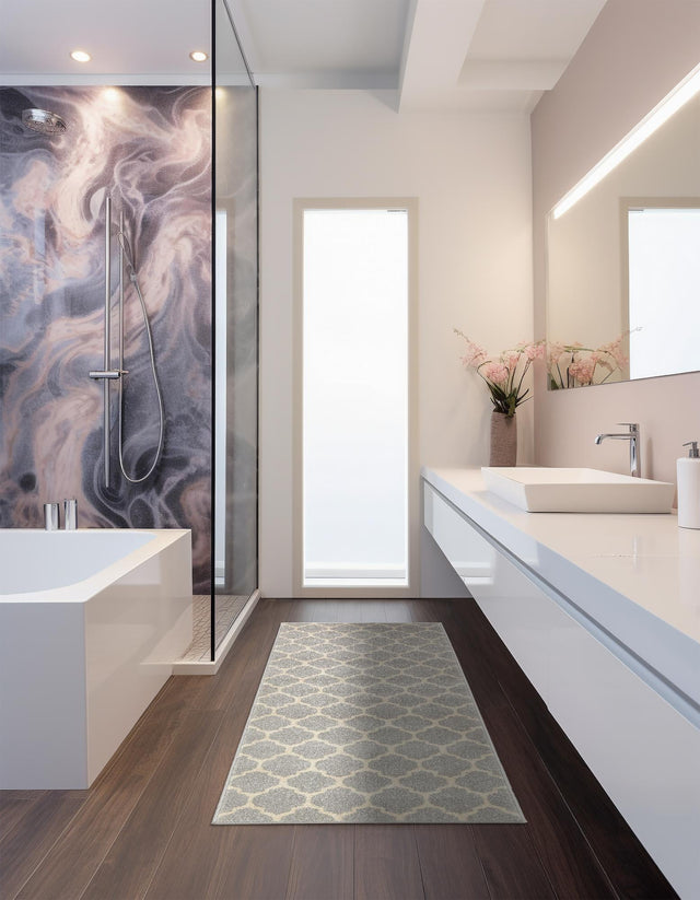 Light Gray 2' x 6' 1 Trellis Runner Area Rug