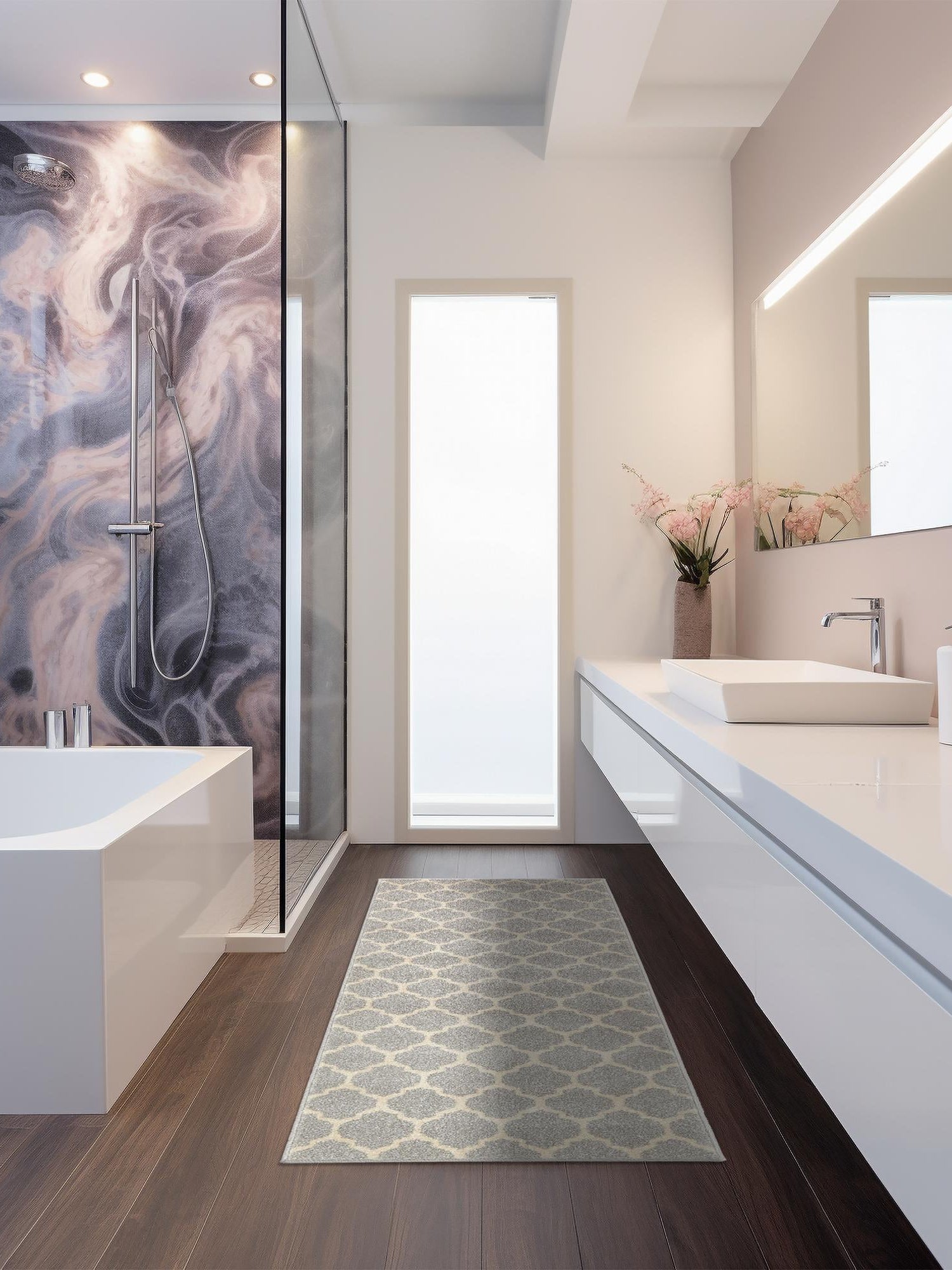 Light Gray 2' x 8' Trellis Runner Area Rug