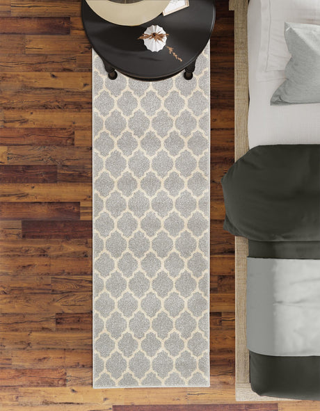 Light Gray 2' x 6' 1 Trellis Runner Area Rug Geometric Modern Unique Durable Easy Clean Carpet for Contemporary Interior Design for Sale at Rug Engine